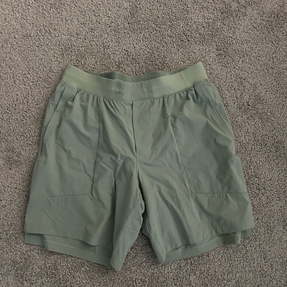 Lululemon License to Train Medium Light Green Shorts